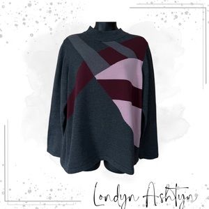 GREY COLOR BLOCK SWEATER - LONG SLEEVE